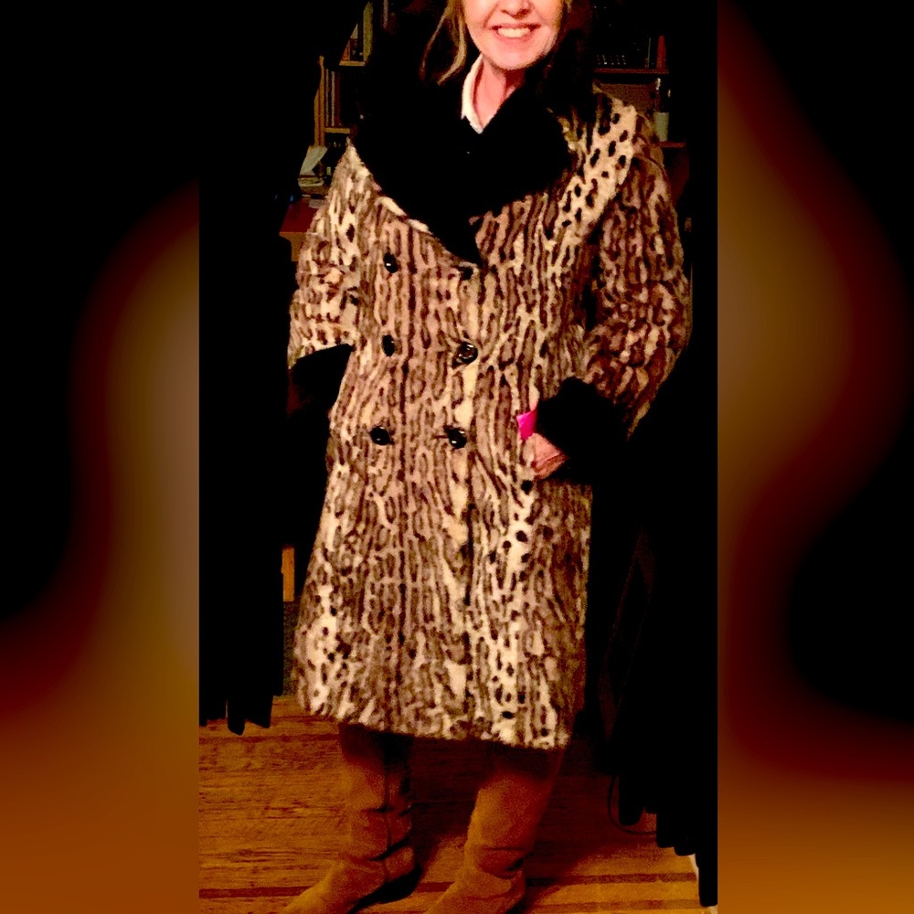 Vintage Faux Leopard Dress Coat